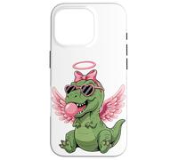 Carcasa para iPhone 16 Pro Cute Dinosaur Angel Valentine's Day Gum Love