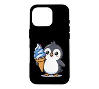 Carcasa para iPhone 16 Pro Cute Penguin Holding Ice Cream Cone Cartoon
