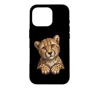 Carcasa para iPhone 16 Pro Cute Womens Girls Moms Peeking Pocket Savanah Cheetah Lover