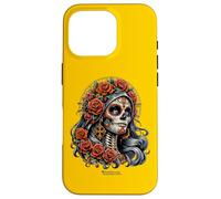 Carcasa para iPhone 16 Pro Dá de Muertos - Maquillaje para niña de Rosas y cráneo