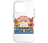 Carcasa para iPhone 16 Pro Derechos Humanos Fundamentales para Niñas Retro Floral Rainbow