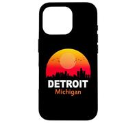 Carcasa para iPhone 16 Pro Detroit Michigan State USA Vintage Sunset Retro City Skyline
