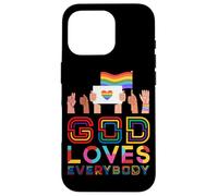 Carcasa para iPhone 16 Pro Dios ama a Todos Gay Christian Rainbow Meme