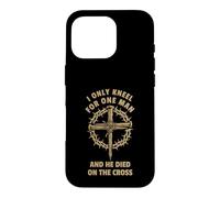 Carcasa para iPhone 16 Pro Diseño de Christian Faith Jesus Cross arrodillado para un Solo Hombre