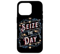 Carcasa para iPhone 16 Pro Diseño de tipografía Vintage con Cita Motivacional de Aprovechar el día
