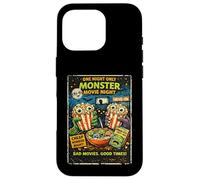 Carcasa para iPhone 16 Pro Diseño Película Horror Retro con Palomitas Monstruo Drive-In