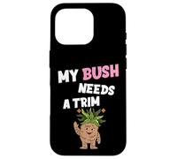 Carcasa para iPhone 16 Pro Divertida Novedad Ofensiva grosera My Bush Needs A Trim Peinado