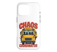 Carcasa para iPhone 16 Pro Divertido Conductor de autobús Escolar Coordinador Profesional de Caos