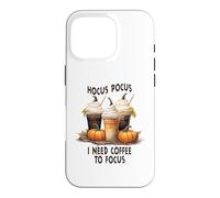 Carcasa para iPhone 16 Pro Divertido Halloween Hocus Pocus Necesito Café para Enfocarse Barista