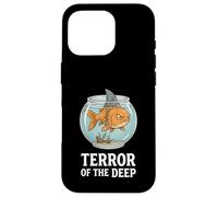 Carcasa para iPhone 16 Pro Divertido pez Dorado con Aleta de tiburón: Terror of The Deep