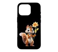 Carcasa para iPhone 16 Pro Divertido Regalo de Animales para Amantes de Las Flores de Ardilla para Hombres, Mujeres y niños