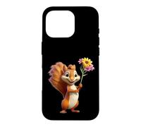 Carcasa para iPhone 16 Pro Divertido Regalo de Animales para Amantes de Las Flores de Ardilla para Hombres, Mujeres y niños