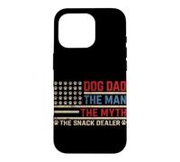Carcasa para iPhone 16 Pro Dog Dad The Man The Myth The Snack Dealer Bandera Estadounidense