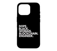 Carcasa para iPhone 16 Pro Dope Black Woman Blockchain Ingeniero Orgullo afroamericano