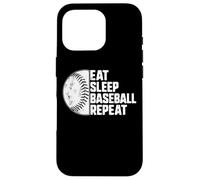 Carcasa para iPhone 16 Pro Eat Sleep Baseball Repeat Softball Catcher Batter Baseballer