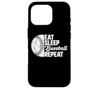 Carcasa para iPhone 16 Pro Eat Sleep Baseball Repeat Softball Catcher Batter Baseballer