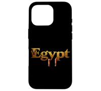 Carcasa para iPhone 16 Pro Egipto Pirámides Oro Tipografía Diseño Vintage para Hombres Niñas