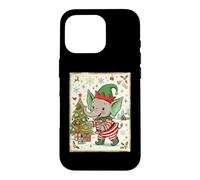 Carcasa para iPhone 16 Pro Elefante Santa's Elf Christmas Tree Presents Retro Holiday