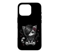 Carcasa para iPhone 16 Pro EMO Cat Rose Regalos góticos Amante de los Gatos Goth Girl Dark Kitty