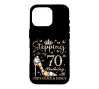 Carcasa para iPhone 16 Pro Entrando en mi 70 cumpleaños con la Gracia de Dios y el cumpleaños de la Misericordia