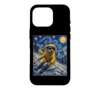 Carcasa para iPhone 16 Pro Esquí Golden Retriever Art Skiier Perro en Ski Hill