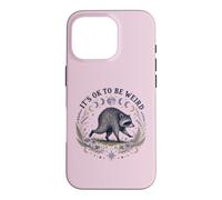 Carcasa para iPhone 16 Pro Está Bien ser Raro Ronda Viral Raccoon Cottagecore