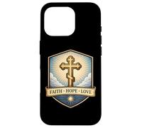 Carcasa para iPhone 16 Pro Fe Esperanza Amor Cristiano Ortodoxo Floral Jesucristo Dios