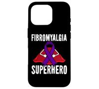 Carcasa para iPhone 16 Pro Fibromialgia Superhero Warrior Fighter Purple Ribbon