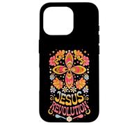 Carcasa para iPhone 16 Pro Flor Hippie Retro Maravillosa de la Revolución de Jesús, fe Cristiana