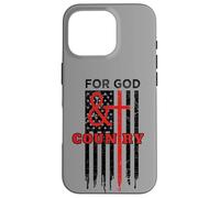 Carcasa para iPhone 16 Pro For God & Country Christian Cross American Flag Theme Gift