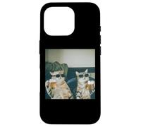 Carcasa para iPhone 16 Pro Foto Retro de Gatos con Cerveza Divertida, Divertida Fiesta de Gatos enfriados con Alcohol