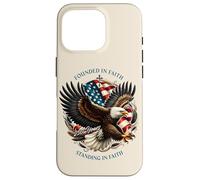 Carcasa para iPhone 16 Pro Founded and Standing in Faith Vintage Watercolor Eagle 1776
