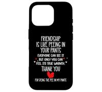Carcasa para iPhone 16 Pro Friendship is Like Peeing In Your Pants Heart Best Freind