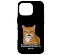 Carcasa para iPhone 16 Pro Funny Angry Annoyed Cat Face Meme Unimpressed Orange Cat Pun