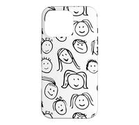 Carcasa para iPhone 16 Pro Funny Artsy Linocut Kids Faces, Lindo Sonriendo riendo