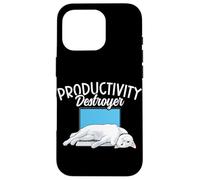 Carcasa para iPhone 16 Pro Funny Cat Productivity Destroyer Dueño de Gato Humor Amante de los Gatos