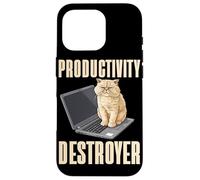 Carcasa para iPhone 16 Pro Funny Cat Productivity Destroyer Dueño de Gato Humor Amante de los Gatos