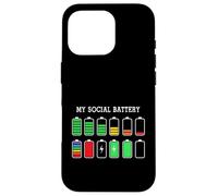 Carcasa para iPhone 16 Pro Funny Introvert Humor Energy Level Graphic Anti Social Fun