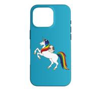 Carcasa para iPhone 16 Pro Funny Kawaii Womens Girls Unicorn Rainbow Happy Pug Lover