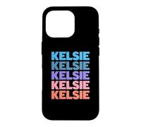 Carcasa para iPhone 16 Pro Funny Modern Repeated Text Design First Name Kelsie