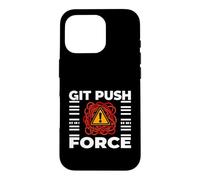 Carcasa para iPhone 16 Pro Funny Programmer Coding Git Push Force Warning