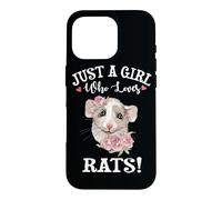 Carcasa para iPhone 16 Pro Funny Womens Kids Just A Girl Who Loves Dumbo Ear Rats Lover