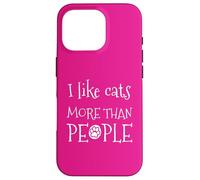 Carcasa para iPhone 16 Pro Gatito sarcástico Retro Divertido con Texto en inglés I Like Cats More Than People