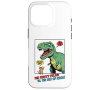Carcasa para iPhone 16 Pro Gato Dedo Medio T-Rex Dinosaurio Pop Art Tiranosaurio