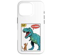 Carcasa para iPhone 16 Pro Gato Dedo Medio T-Rex Dinosaurio Pop Art Tiranosaurio