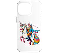 Carcasa para iPhone 16 Pro George Washington Riding A Unicorn Rainbow Colorido Gráfico