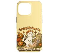 Carcasa para iPhone 16 Pro Getting My Steps in Walking with The Lord Christian Cat