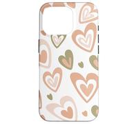 Carcasa para iPhone 16 Pro Girly Coquette Cute Pink Heart Sage Green Hearts Valentines