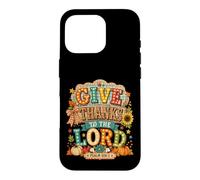 Carcasa para iPhone 16 Pro Give Thanks to The Lord Pumpkin Floral Fall Christian Autumn