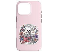 Carcasa para iPhone 16 Pro Go Away I'm Reading Funny Skeleton Book Lovers Bookish Skull